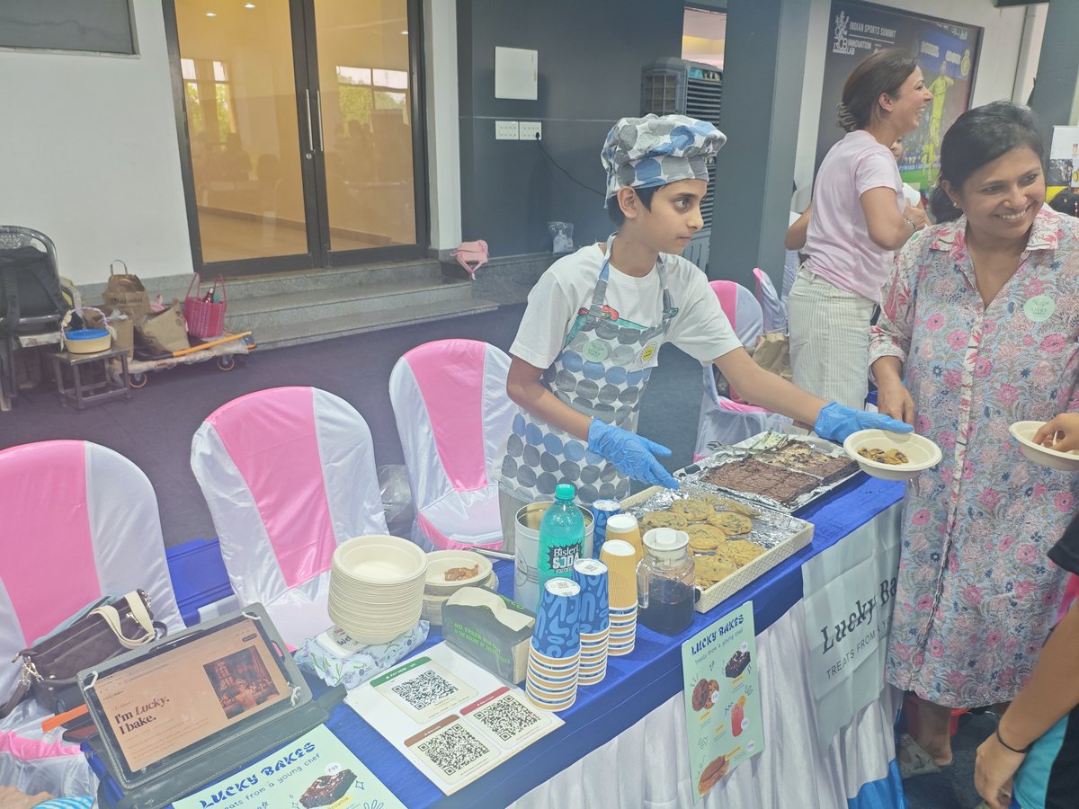 Lucky behind the Lucky Bakes counter
