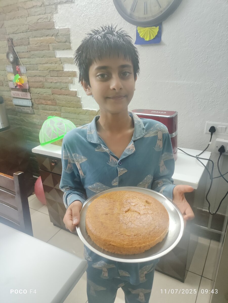 Lucky with a homemade cake